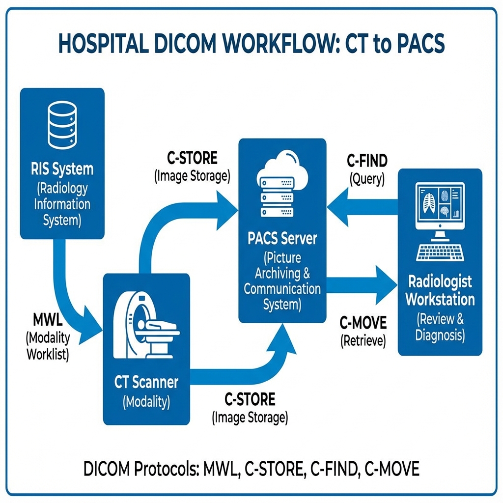 Workflow DICOM em hospital